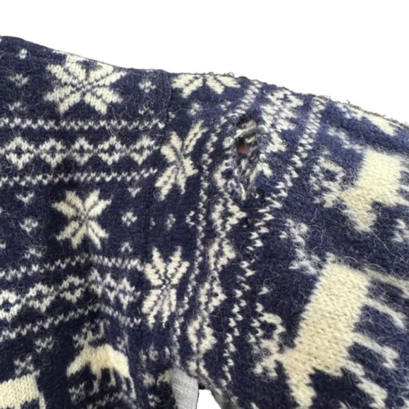 VTG Navy & White Snowflake Moose “People of the World” Boys Sweater | Wool | M/L - Picture 11 of 11